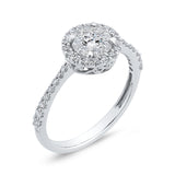 1/2 ct Round Diamond 10K White Gold Double Halo Fashion Ring in 14K White Gold