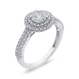 10K White Gold 2/3 ct White Diamond Cluster Fashion Ring in 14K White Gold