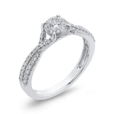 10K White Gold 3/8 ct Round White Diamond Fashion Ring in 14K White Gold