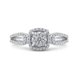 10K White Gold 1/2 ct Round White Diamond Fashion Ring in 14K White Gold