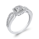 10K White Gold 1/2 ct Round White Diamond Fashion Ring in 14K White Gold