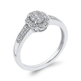 1/3 ct Round Diamond Cluster Fashion Ring In 10K White Gold in 14K White Gold