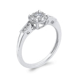 10K White Gold 1/3 ct White Diamond Halo Fashion Ring in 14K White Gold
