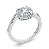 10K White Gold Round 5/8 ct Diamond Halo Fashion Ring in 14K White Gold