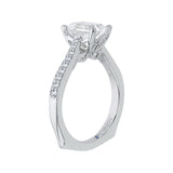 Emerald Cut Diamond Solitaire with Accents Engagement Ring in 14K White Gold (Semi-Mount)