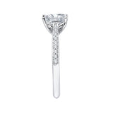 Emerald Cut Diamond Solitaire with Accents Engagement Ring in 14K White Gold (Semi-Mount)