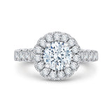 Round Diamond Halo Engagement Ring in 14K White Gold (Semi-Mount)