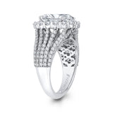 Oval Cut Diamond Halo Engagement Ring in 18K White Gold (Semi-Mount)