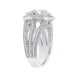 Diamond Halo Engagement Ring in 18K White Gold (Semi-Mount)
