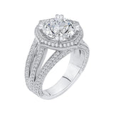 Diamond Halo Engagement Ring in 18K White Gold (Semi-Mount)