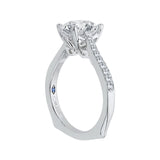 Round Diamond Solitaire with Accents Engagement Ring in 14K White Gold (Semi-Mount)