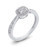 10K White Gold 1/4 ct Round Diamond Double Halo Fashion Ring in 14K White Gold
