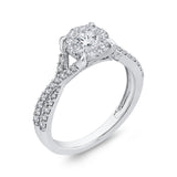 10K White Gold 3/4 ct Round Diamond Promise Halo Fashion Ring in 14K White Gold