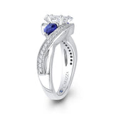Pear Cut Diamond Engagement Ring with Sapphire in 14K White Gold (Semi-Mount)