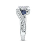 Pear Cut Diamond Engagement Ring with Sapphire in 14K White Gold (Semi-Mount)
