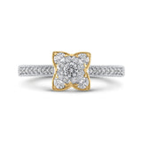 1/2 ct Round White Diamond Flower Style Fashion Ring in 10K Two Tone Gold