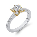 1/2 ct Round White Diamond Flower Style Fashion Ring in 10K Two Tone Gold