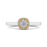 1/4 ct Round White Diamond Double Halo Fashion Ring in 10K Two Tone Gold