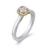 1/4 ct Round White Diamond Double Halo Fashion Ring in 10K Two Tone Gold