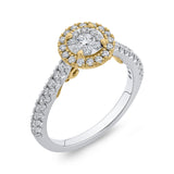 2/3 ct Round White Diamond Double Halo Fashion Ring in 10K Two Tone Gold
