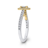 2/3 ct Round White Diamond Double Halo Fashion Ring in 10K Two Tone Gold