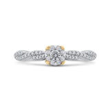 1/2 ct Round White Diamond Halo Fashion Ring in 10K Two Tone Gold