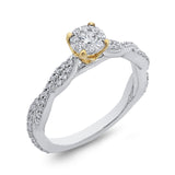 1/2 ct Round White Diamond Halo Fashion Ring in 10K Two Tone Gold