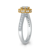 2/3 ct Round White Diamond Octagon Shape Fashion Ring in 10K Two Tone Gold