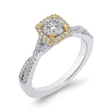 1/2 ct Round Diamond Crossover Shank Fashion Ring in 10K Two Tone Gold