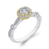 1/2 ct Round White Diamond Double Halo Fashion Ring in 10K Two Tone Gold