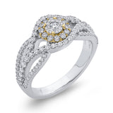 1 ct Round Diamond Criss-Cross Fashion Ring in 10K Two Tone Gold