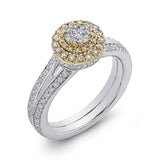 Split Shank 3/4 ct Round White Diamond Split Shank Fashion Ring in 10K Two Tone Gold