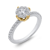 7/8 ct Round Diamond Halo Fashion Ring in 10K Two Tone Gold