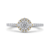 5/8 ct Round White Diamond Double Halo Fashion Ring in 10K Two Tone Gold