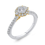 5/8 ct Round White Diamond Double Halo Fashion Ring in 10K Two Tone Gold