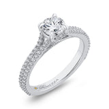 Split Shank Round Diamond Engagement Ring in 14K White Gold