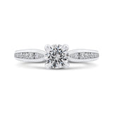 Round Diamond Cathedral Style Engagement Ring in 14K White Gold