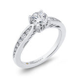 Round Diamond Cathedral Style Engagement Ring in 14K White Gold