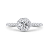 Round Diamond Halo Engagement Ring in 14K White Gold