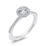 Round Diamond Halo Engagement Ring in 14K White Gold