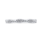 Round Diamond Chriss-Cross Wedding Band in 14K White Gold