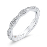 Round Diamond Chriss-Cross Wedding Band in 14K White Gold