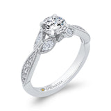 Floral Diamond Engagement Ring in 14K White Gold