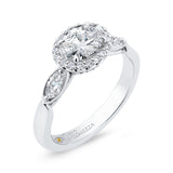 Oval Cut Diamond Halo Engagement Ring in 14K White Gold