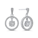 Round Diamond Dangle Earrings in 14K White Gold