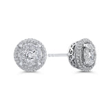 Round Diamond Halo Stud Earrings in 14K White Gold