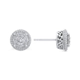 Round Diamond Halo Stud Earrings in 14K White Gold