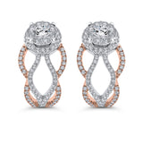 Diamond Earrings in 14K Two Tone Gold