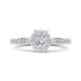 Round and Marquise Cut Diamond Engagement Ring in 14K White Gold