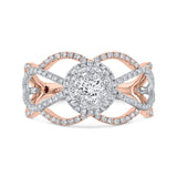 Round Diamond Fashion Ring in 14K Two Tone Gold